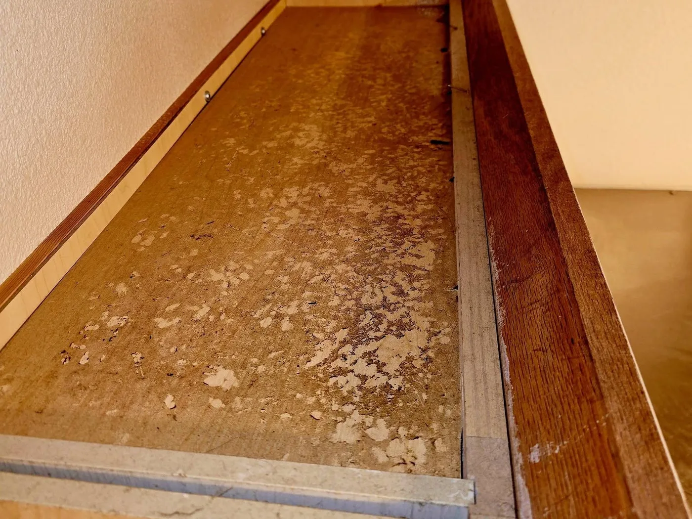 Floor edge before and after cleaning — before